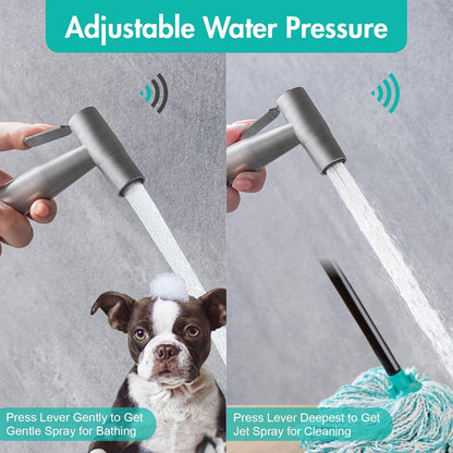 BARROCK Handheld Bidet Sprayer for Toilet, Stainless Steel Metal Made Baby Cloth Diaper Spraying Kit, Bathroom Toilet Bidet Attachment Set for Bathing Pets and Feminine Hygiene, Matte Black
