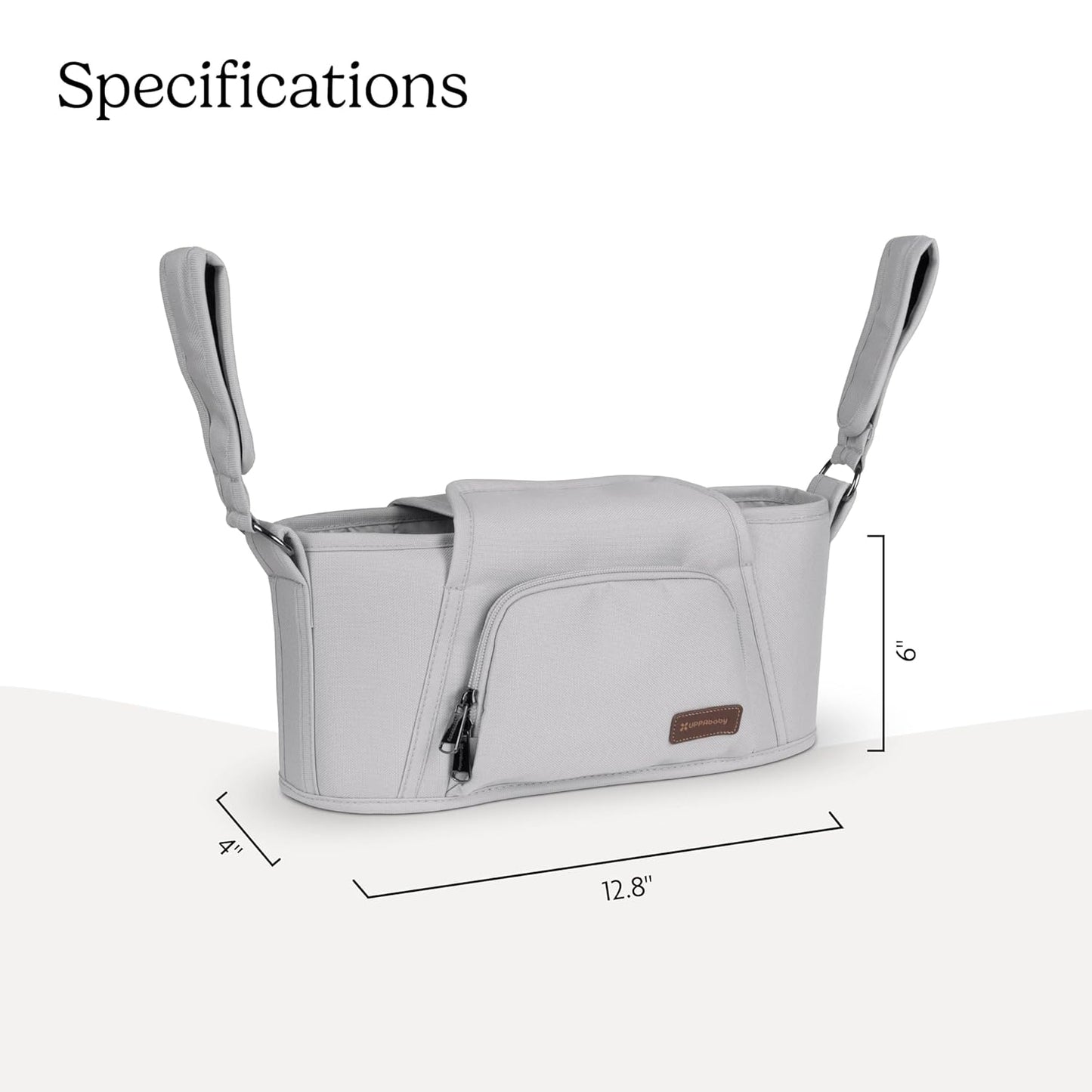 UPPAbaby Carry-All Parent Organizer – Easy Attach, Universal Fit – Multiple Compartments for Beverages, Snacks + Personal Items – Secure Zippered Pocket – Charcoal