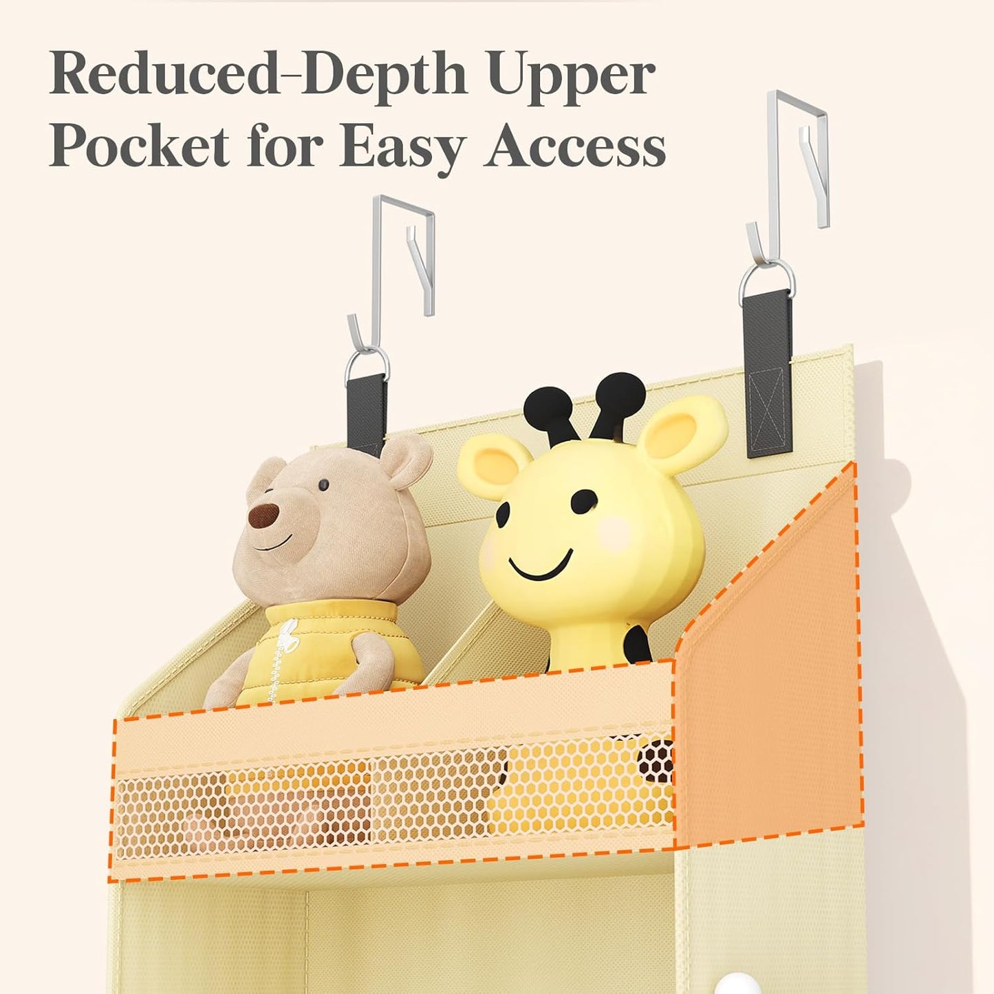Lifewit 4 Tier Over the Door Diaper Organizer for Nursery, Large Heavy Duty Hanging Storage with 4 Mesh Side Pockets, Sturdy Back of Door Shelf for Baby Stuff Toy in Pantry, Laundry, Bathroom, Gray