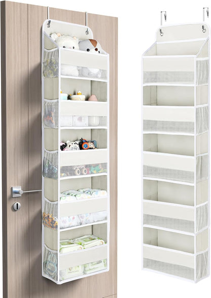 Yecaye 1 Pack Over the Door Organizer, 35.2lbs Load Toy Stuffed Animal Storage, Swing-proof Hanging Bathroom Organizers and Storage for Nursery Newborn Baby Essential Stuff Dorm Room Essentials