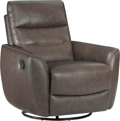 Lexicon 360 Degree Swivel Glider Reclining Chair, Manual Tab Pull Recliner, Leather Match Swivel Glider Recliner with Plush Foam, Sturdy Frame for Living Room/Office/Bedroom, Taupe