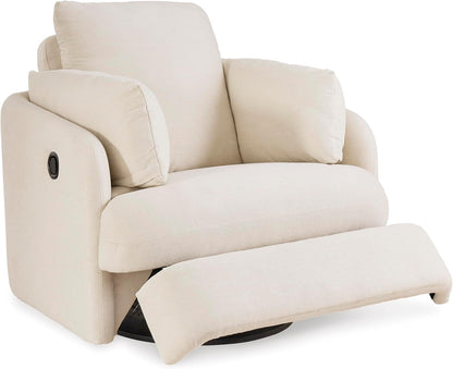 Signature Design by Ashley Modmax Coastal Press-Back Swivel Glider Rocker Recliner with Machine Washable Cover, Hidden Storage Compartments and 2 Bolster Pillows, Beige - Colors B