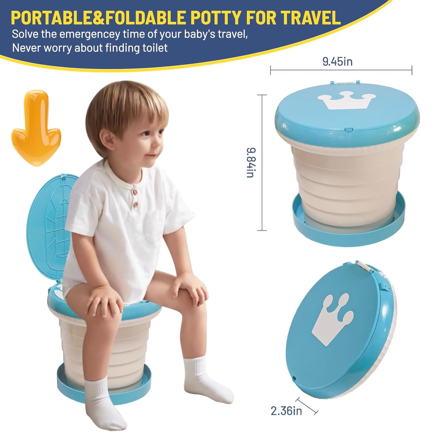 SunnySmile portable, foldable potty seat for toddler, Training Toilet Seat Emergency Toilet for Car, Camping, Outdoor, indoor (grey, small)