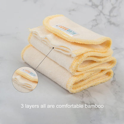 ALVABABY 12PCS Newborn Cloth Diaper Insert,5-Layer Charcoal Liner Reusable 12SZTN