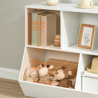 HOOBRO Kids Bookshelf - 39.4" L Toy Storage Cabinet, Bookcase Footboard, Cubby Shelf, Fit for Children's Room, Playroom, Hallway, Kindergarten, White WT132CW01