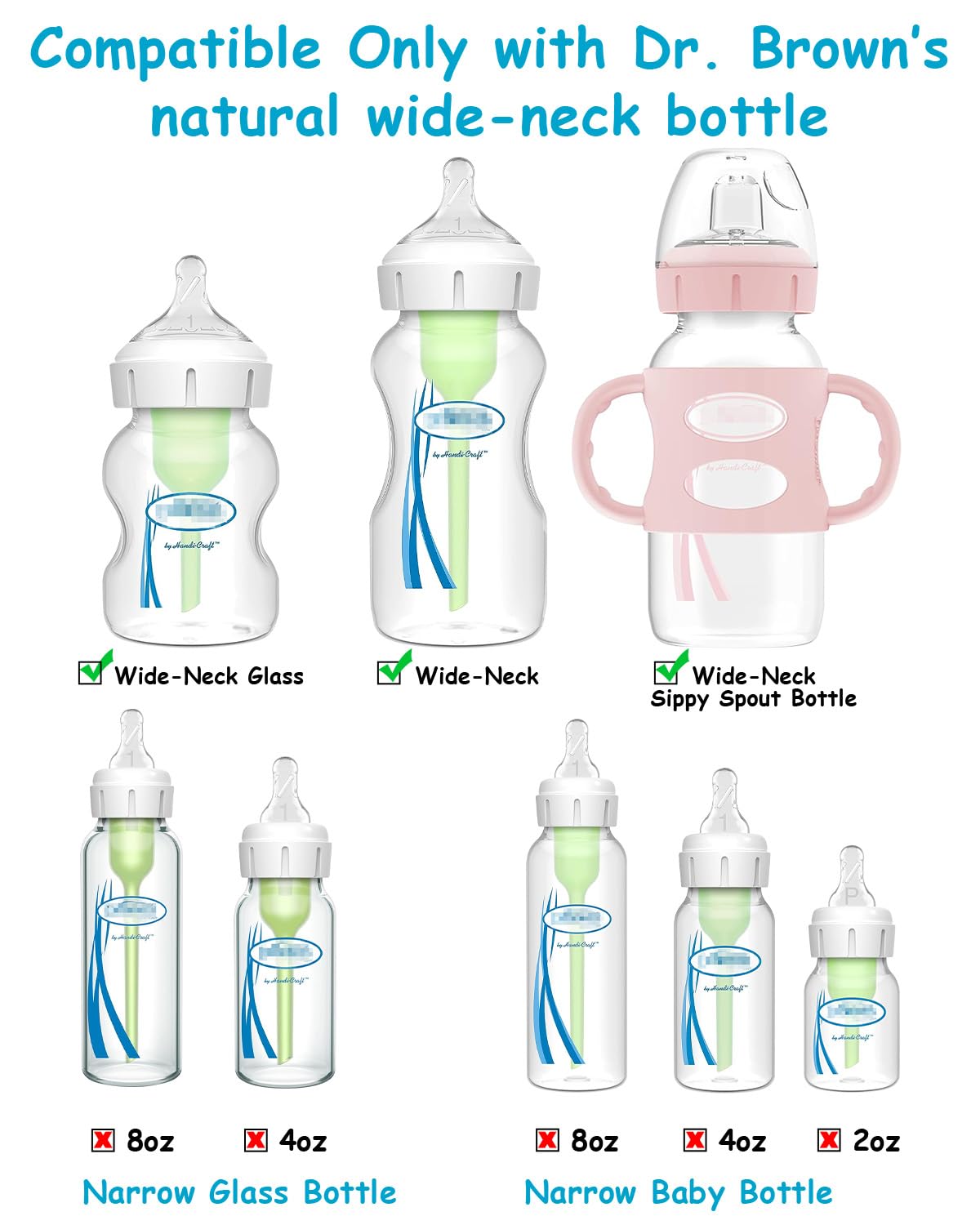 Silicone Nipple for Dr. Brown's Natural Flow Level 1 Wide-Neck Baby Bottle, 0m+, Slow Flow, 6 Count