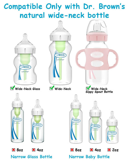 Silicone Nipple for Dr. Brown's Natural Flow Level 1 Wide-Neck Baby Bottle, 0m+, Slow Flow, 6 Count