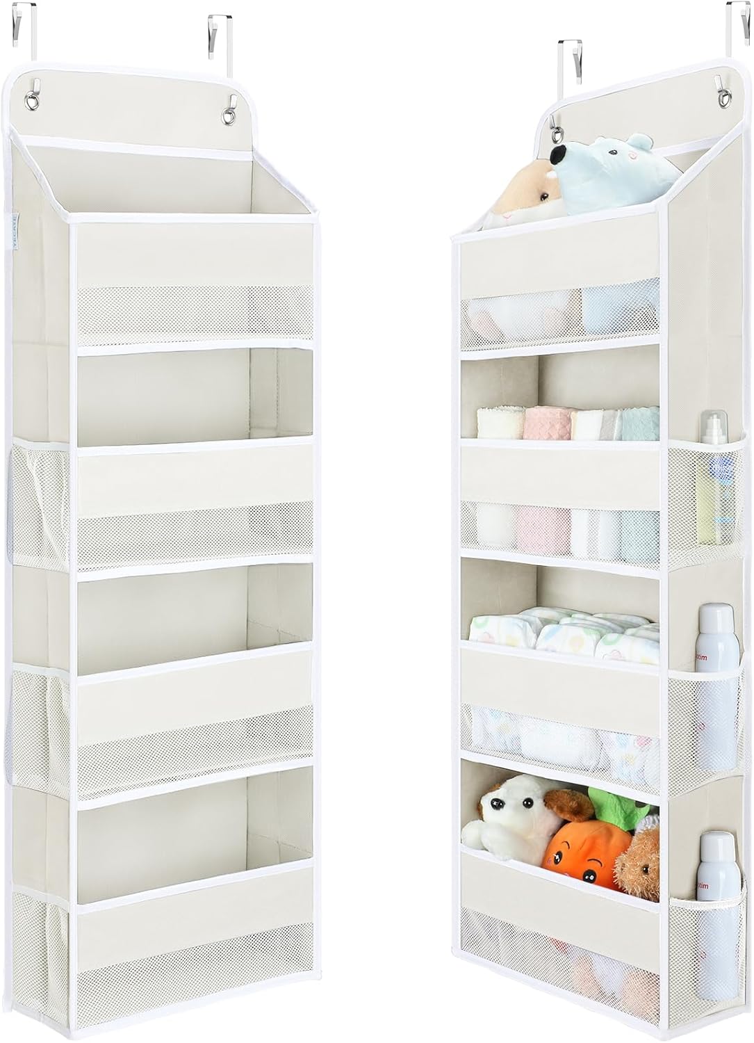 Yecaye 1 Pack Over the Door Organizer, 35.2lbs Load Toy Stuffed Animal Storage, Swing-proof Hanging Bathroom Organizers and Storage for Nursery Newborn Baby Essential Stuff Dorm Room Essentials