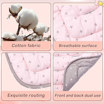 Thyle 2 Pcs Stroller Seat Cushion Stroller Seat Liner Baby Stroller Accessories Reversible Baby Carriage Cushion Universal Stroller Cotton Newborn Car Seat Breathable Stroller Mat for Pushchair