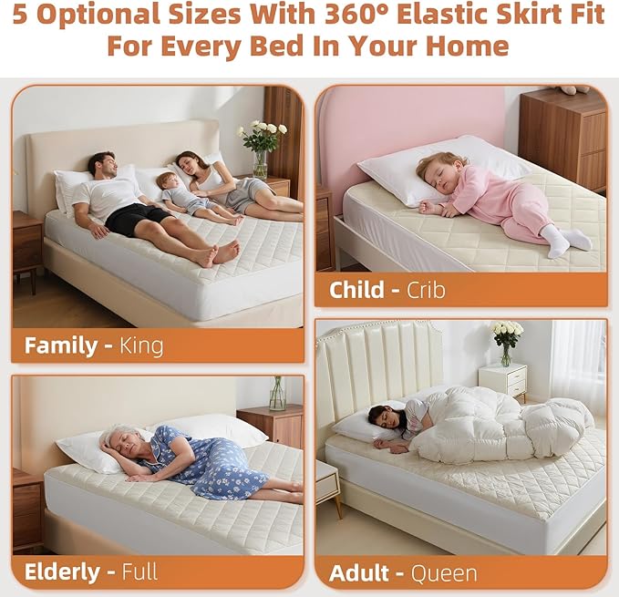 Organic Cotton King Mattress Protector - Top&Side 100% Waterproof Mattress Protectors, Breathable Organic Mattress Protector, Noiseless King Mattress Protectors Waterproof 80x76x17 in