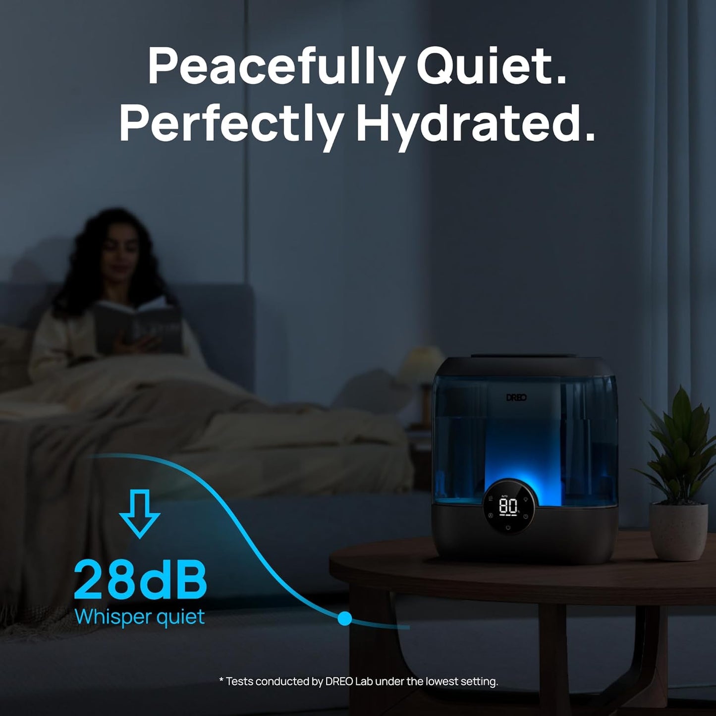 DREO Humidifiers for Bedroom, 6L Easy to Fill & Clean, 60H Runtime for Large room, 28 dB Quiet Cool Mist Air Humidifier for Plant, Baby Nursery, Home, Indoor, Night Light, Precise Humidity Control