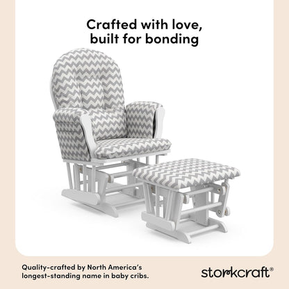 Storkcraft Premium Hoop Glider & Ottoman (Natural/Pink) — GREENGUARD Gold Certified Nursery Glider, Solid Wood Craftsmanship, Smooth-Gliding Nursery Chair and Ottoman, Award-Winning - Colors A