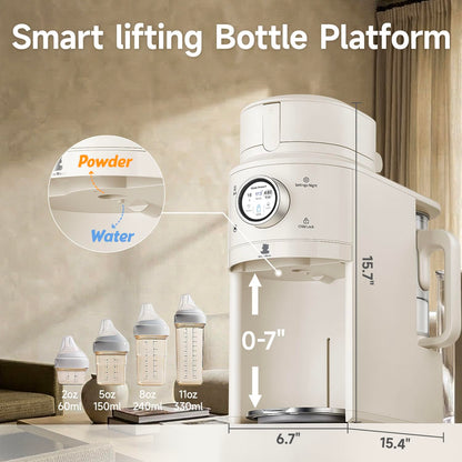 Snow Bear Baby Formula Maker–One Touch Warm Formula Dispenser, Precise Powder Water Ratio & Memory Setting,Sealed Powder Container,Auto Lifting Platform for No Mess fit Most Bottle–Shake Milk by Hand
