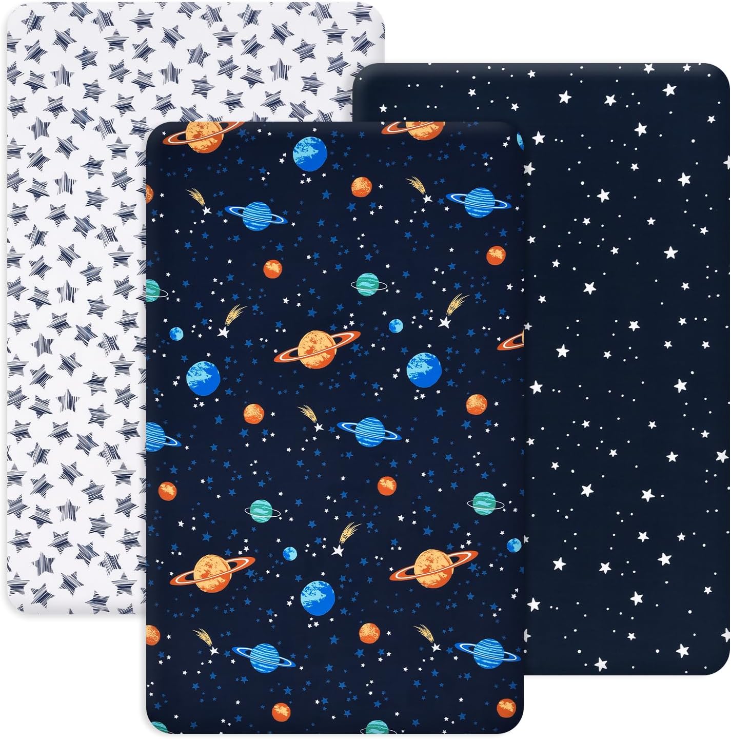 PHF 3 Pack Soft Mini Crib Sheets, Floral & Animal Pack N Play Sheets for Baby Boys Girls, No Slip Universal Fit for Pack N Play, Playard, Portable and Mini Crib Mattresses,Floral & Animal