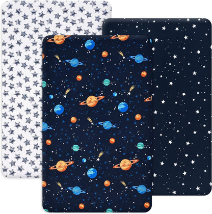 PHF 3 Pack Soft Mini Crib Sheets, Floral & Animal Pack N Play Sheets for Baby Boys Girls, No Slip Universal Fit for Pack N Play, Playard, Portable and Mini Crib Mattresses,Floral & Animal