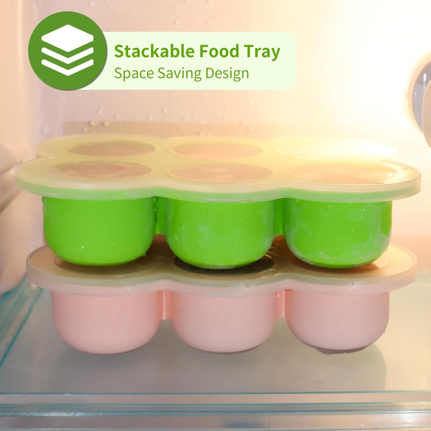 12x1.5oz Baby Food Storage Containers, Baby Food Freezer Tray with Clip Lid Gossamer Pink, Food Grade Silicone Freezer Trays for Purees & Vegetables