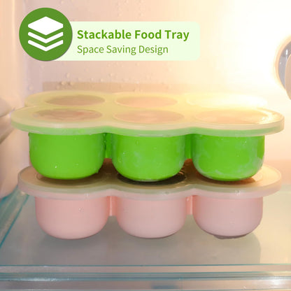 12x1.5oz Baby Food Storage Containers, Baby Food Freezer Tray with Clip Lid Gossamer Pink, Food Grade Silicone Freezer Trays for Purees & Vegetables