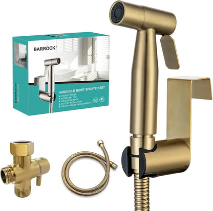 BARROCK Bidet Sprayer for Toilet, Handheld Jet Spray for Existing Toilets with Bidet Hose, Adjustable Water Pressure Muslim Shower, Stainless Steel Cloth Diaper/Feminine Wash Sprayer Brushed Nickel