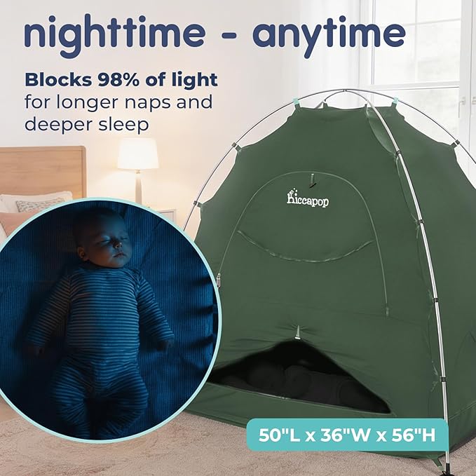 Hiccapop Daydreamer Blackout Tent for Pack and Play, Patented Portable Crib Tent, Blackout Canopy Crib Cover, Sleep Pod for Kids