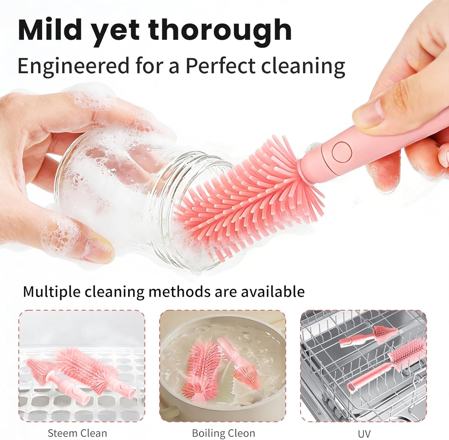 LEQXGO Travel Baby Bottle Cleaner Kit with Storage Case, 7-in-1 Baby Bottle Brush Set with Drying Rack for Breast Pump Parts, Bottle Washing Kit - Baby Travel Essential for Flying & On-the-Go (Blue)