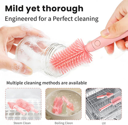 LEQXGO Travel Baby Bottle Cleaner Kit with Storage Case, 7-in-1 Baby Bottle Brush Set with Drying Rack for Breast Pump Parts, Bottle Washing Kit - Baby Travel Essential for Flying & On-the-Go (Blue)