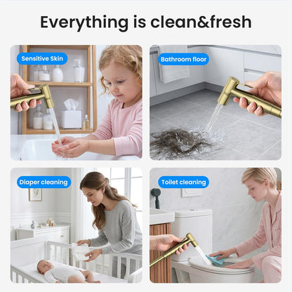 Arofa Handheld Toilet Bidet Sprayer for Toilet-Adjustable Water Pressure Control with Bidet Hose for Feminine Wash, Stainless Steel Brushed Nickel Bidet Faucet Cloth Diaper for Baby Wash