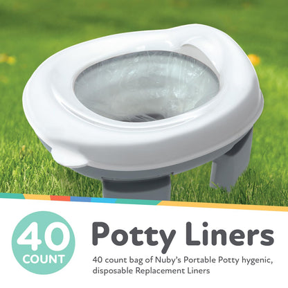 Nuby On-The-Go Portable Potty Seat - Travel Toilet Seat for Boys and Girls 18+ Months - Includes Storage Bag and Disposable Potty Liners - Toddler Travel Essentials - Toddler Potty Training Toilet