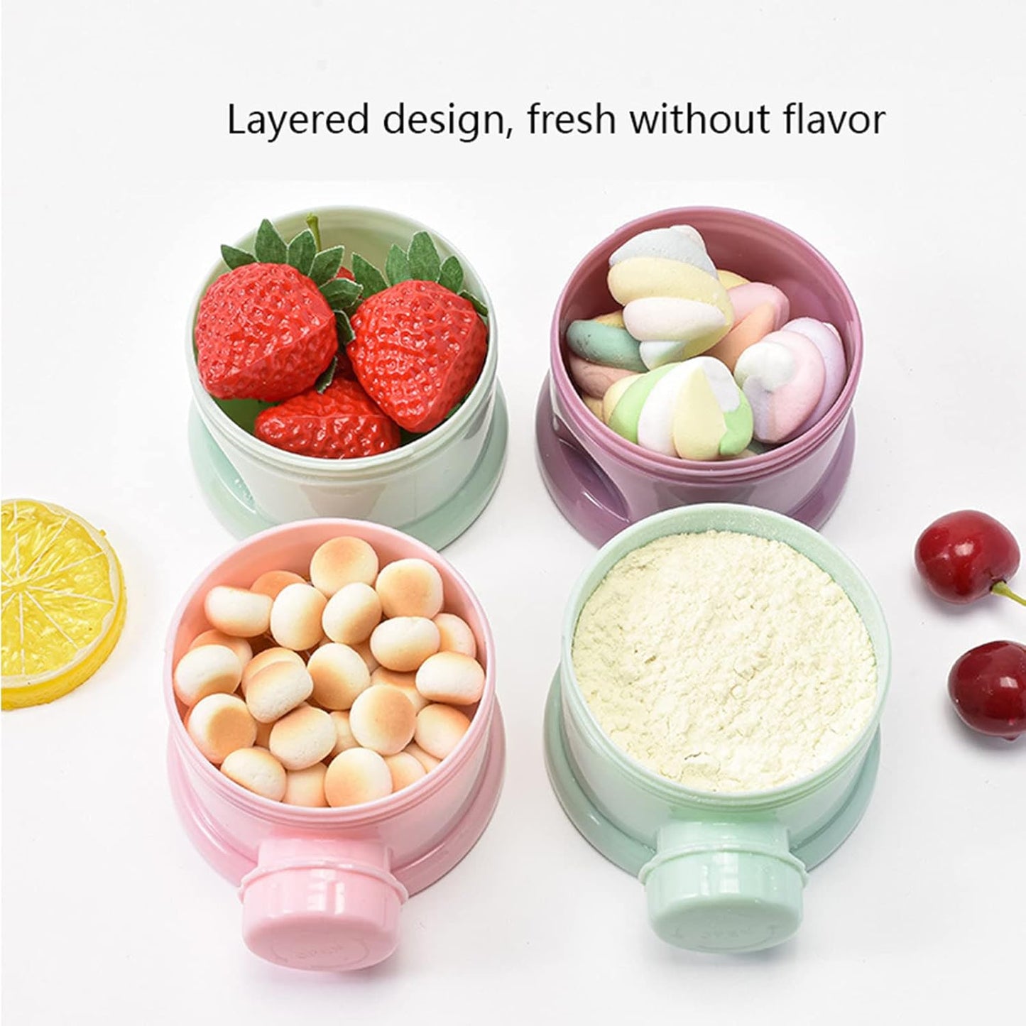 2 PCS 4-Layer Baby Milk Powder Dispenser, Stackable Formula Container for Travel, Portable Snack Storage Box