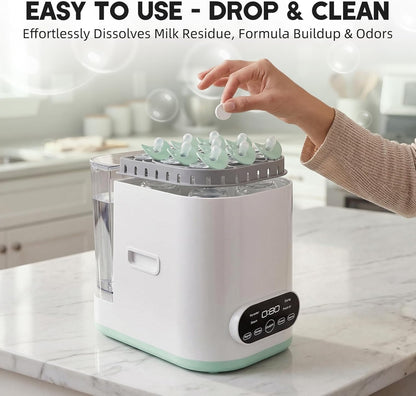 Baby Bottle Washer Detergent Tablets, 150 Count Fast-Dissolving Gentle Formula, Removes Milk Residue Grease & Odor, Compatible with All Brands, for Washer Sterilizer Dryer