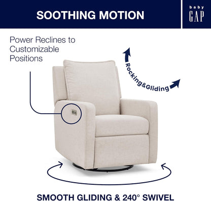 babyGap Harlowe Power Recliner with USB-A and Type-C Ports by Delta Children - Greenguard Gold Certified – Stain-Resistant Performance Fabric is Oeko-TEX Standard 100 Certified, Sand