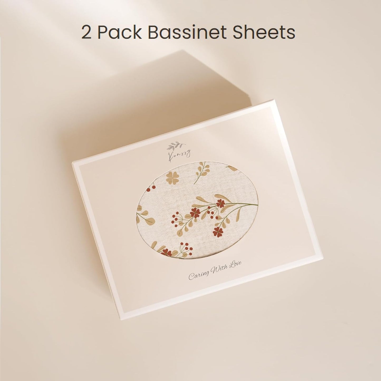 Konssy Muslin Fitted Bassinet Sheets 2 Pack for Baby Girl Boy, Soft Bedside Sleeper Bassinet Sheets Fit for Baby Bassinets, Moses Basket Oval Rectangle Pad/Mattress