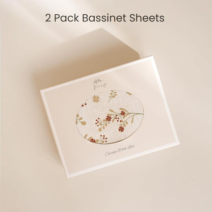 Konssy Muslin Fitted Bassinet Sheets 2 Pack for Baby Girl Boy, Soft Bedside Sleeper Bassinet Sheets Fit for Baby Bassinets, Moses Basket Oval Rectangle Pad/Mattress