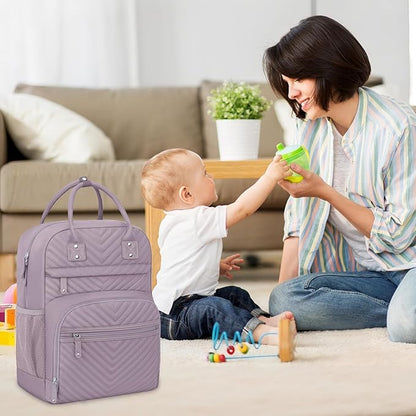 Tenot Diaper Bag Backpack for Women Large Capacity with Insulated Pockets Multifunctional Diaper Bags For Baby Girl Boy Waterproof Baby Bags For Mama Maternity Travel Bag Purple