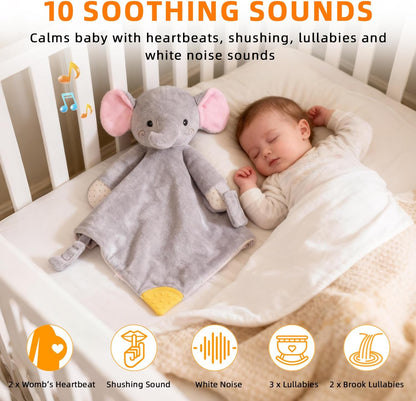 BEREST Unicorn Baby Sleep Soother 4-in-1 Sound Machine with Heartbeat & White Noise|Security Blanket & Pacifier Holder|Soothing Plush Toy for Newborns|Perfect Baby Registry Essential
