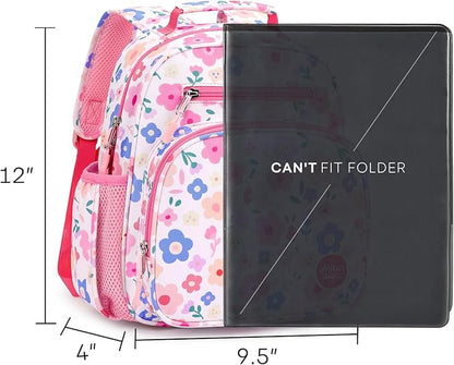 mibasies Toddler Backpack for Girls 2-4: Preschool Kindergarten Backpack - Cute Kids Backpacks for Girls - Floral Pink