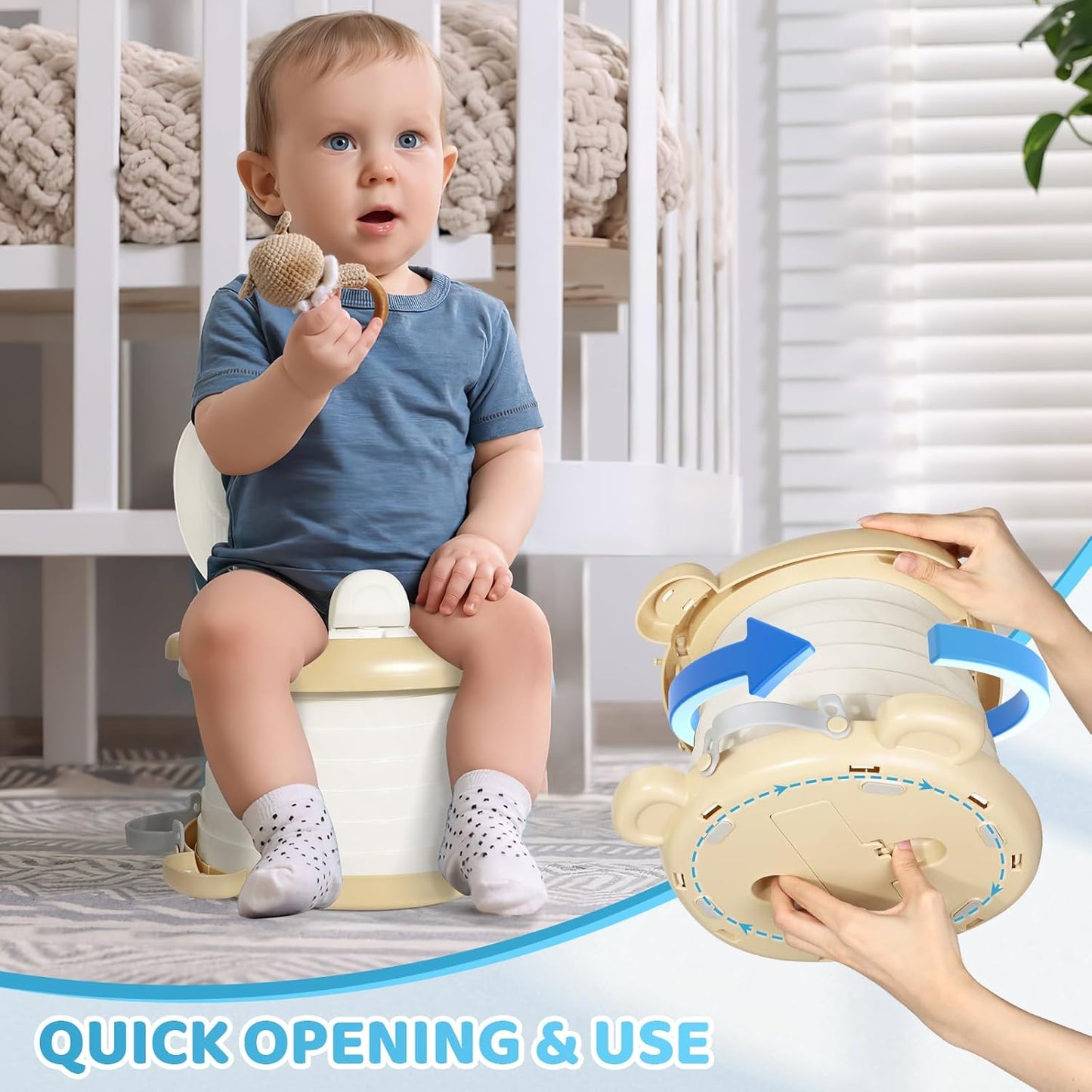 Orzbow Portable Potty Training Toilet, Travel Potty Seat for Toddler Boys Girls, Toilet Training Essentials, Foldable, Includes Free Travel Bag and Disposable Liners, Toddler Travel Essentials, Grey
