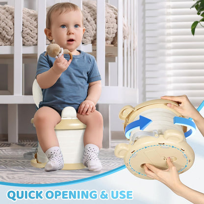 Orzbow Portable Potty Training Toilet, Travel Potty Seat for Toddler Boys Girls, Toilet Training Essentials, Foldable, Includes Free Travel Bag and Disposable Liners, Toddler Travel Essentials, Grey