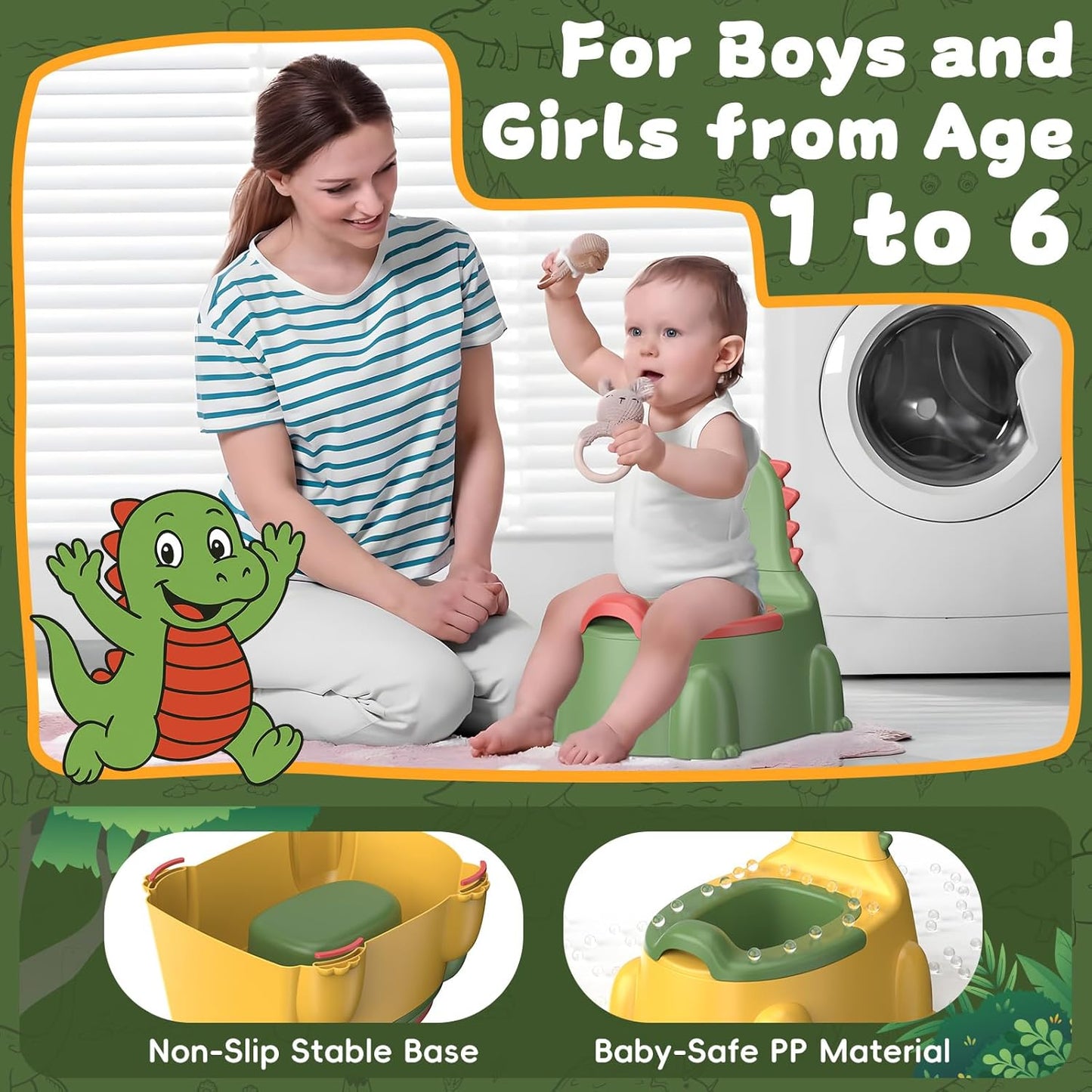 Potty Training Toilet Toddler Potty Chair Kids Boys Girls Dinosaur Animal Comfortable Potties Training Seat for Childrens Ages 1-3 Portable Baby Toilets with Lid Back Easy to Clean Potty Trainer,Blue