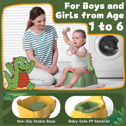 Potty Training Toilet Toddler Potty Chair Kids Boys Girls Dinosaur Animal Comfortable Potties Training Seat for Childrens Ages 1-3 Portable Baby Toilets with Lid Back Easy to Clean Potty Trainer,Blue