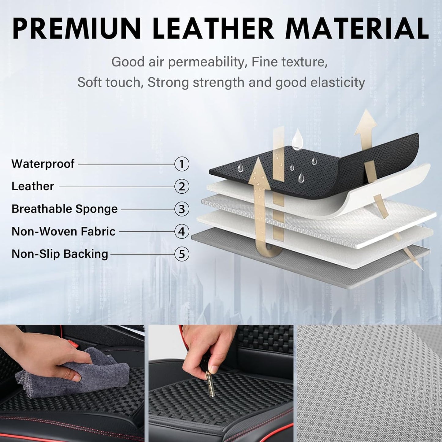 Coverado Leather Seat Covers for Car, Waterproof Car Seat Covers Full Set, 2 in 1 Conversions Car Seat Cover Protector Car Accessories Universal Fit for Most Cars SUVs and Trucks Beige