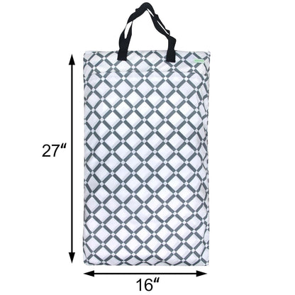 wegreeco Reusable Hanging Wet Dry Cloth Diaper Bag (Grey Leaf, Grey)