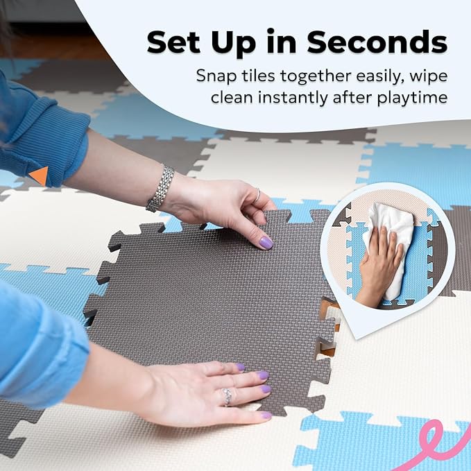 MioTetto Baby Play Mat, Comfortable Playtime Mat – Portable Foam Floor Tiles, Safe Baby mat for Floor for Crawling & Development, Soft Play mat for Babies, Stylish Interlocking Foam Tiles