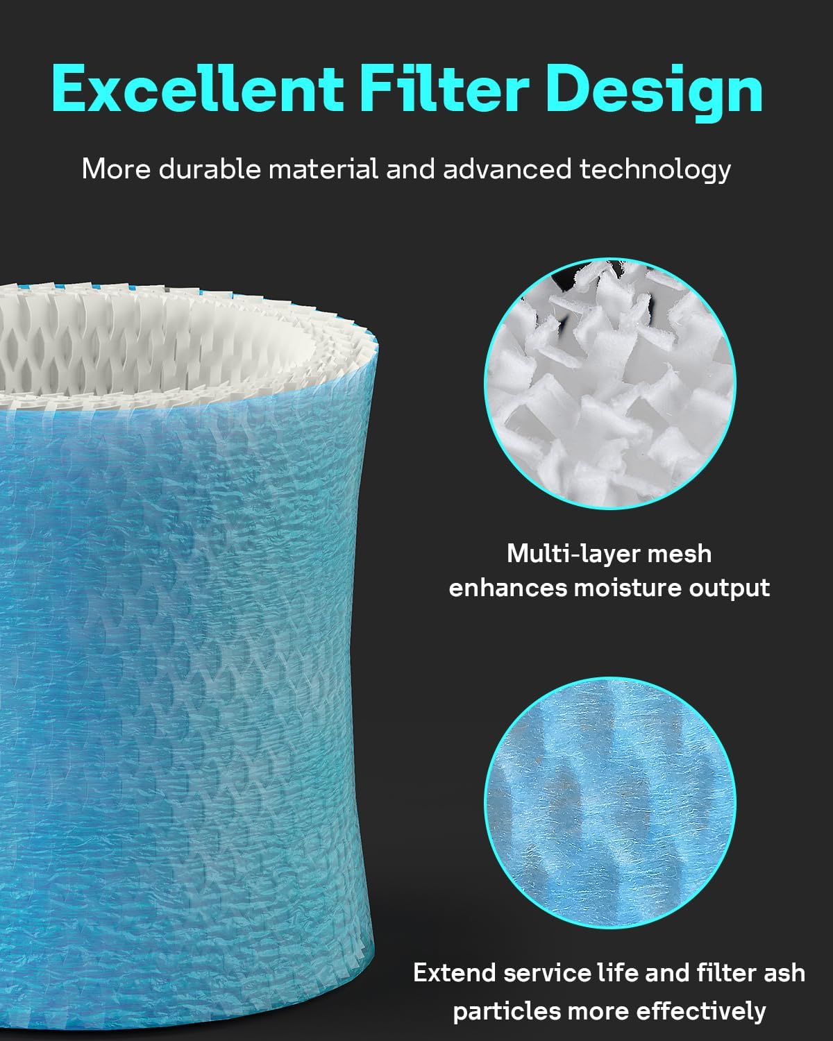 Leemone 4-Pack Bedside Humidifier Filter Replacement Compatible with Canopy Bedside & Nursery Humidifiers, Made with Wood Pulp & Paper Filter, Humidifier Wicking Filter Lasts Up to 6 Weeks