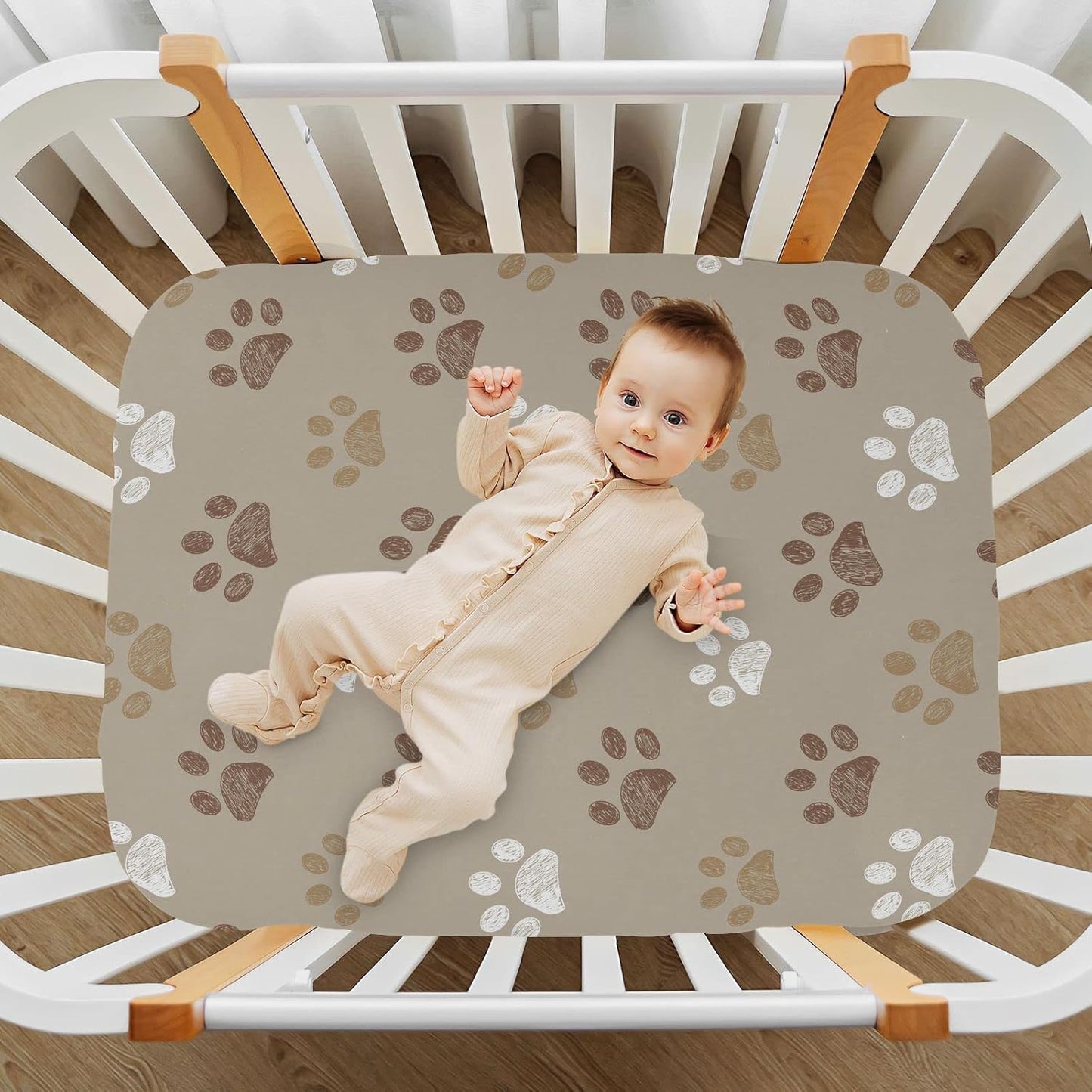 Fall Cute Mushroom Leaves Fitted Crib Sheets Stretchy Portable Playard Sheets for Baby Toddler, Breathable Soft Mini Crib Mattress 52 x 28 in for Boys and Girls