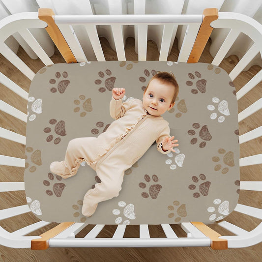 Fall Cute Mushroom Leaves Fitted Crib Sheets Stretchy Portable Playard Sheets for Baby Toddler, Breathable Soft Mini Crib Mattress 52 x 28 in for Boys and Girls
