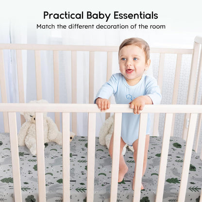 Yoofoss Pack and Play Sheets Fitted, Mini Crib Sheets 2-Pack for Pack N Play Mattress, Stretchy Playard Sheet, Soft and Breathable Green+Giraff