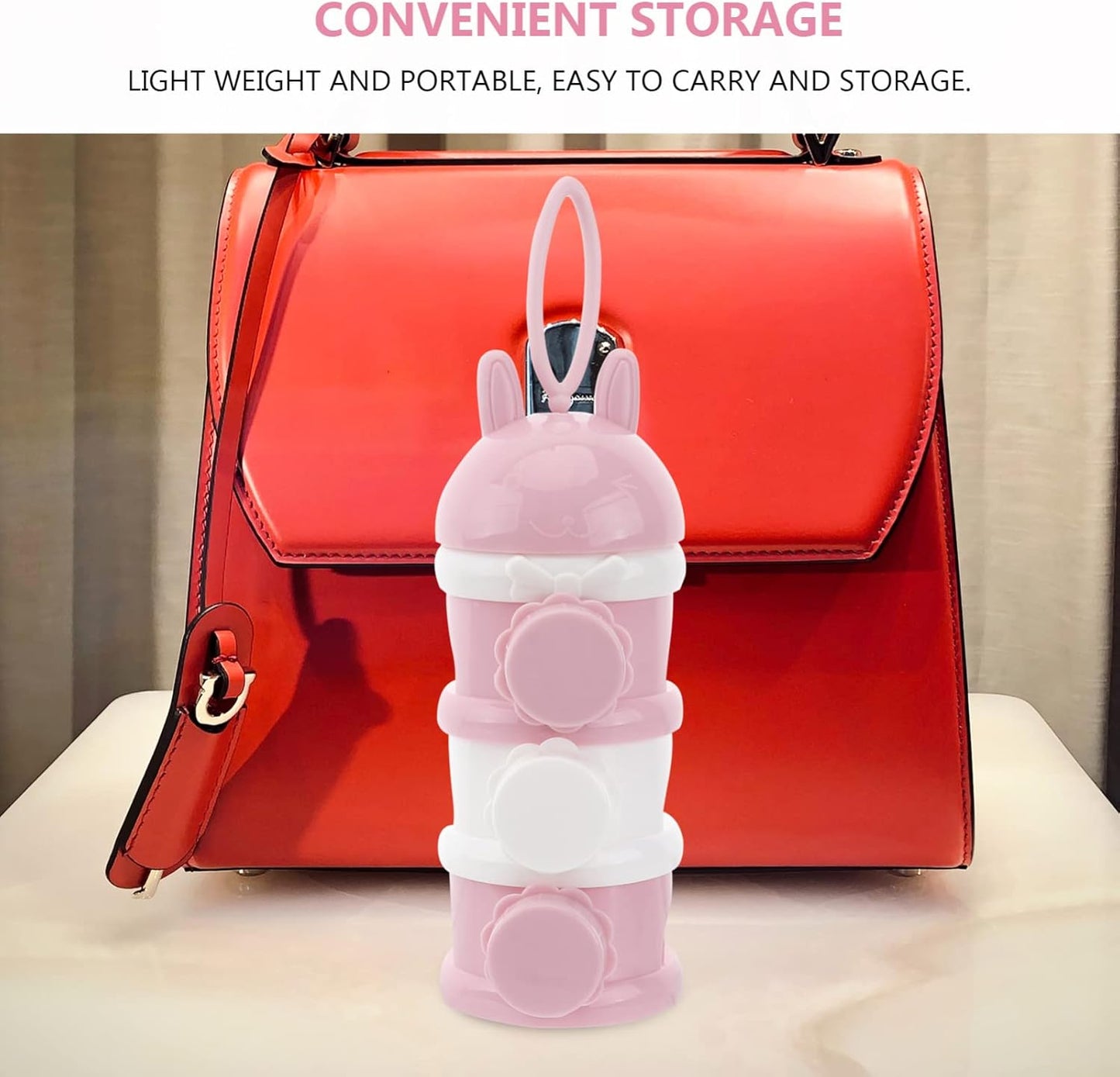 Kisangel Stackable Formula Dispenser 3 Layer Baby Milk Powder Dispenser Travel Milk Powder Container for Non- Spill Portable Home Storage