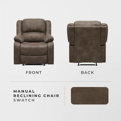 Lexicon Manual Glider Recliner Sofa Chair, Home Theater Seating, Wall Hugger Manual Reclining Nursery Chair for Bedroom/Living Room/Office/Apartment, Grey Chenille