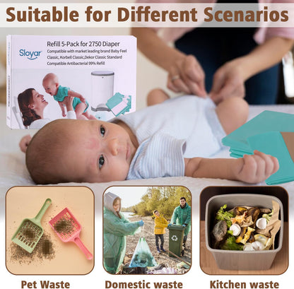 Sloyar Refills Compatible with DEKOR CLASSIC Diaper Pails/3 Pack/Versatile and Functional/Suitable for Seniors and Infants/Baby Powder Fragrance/Holds up to 1650 Diapers