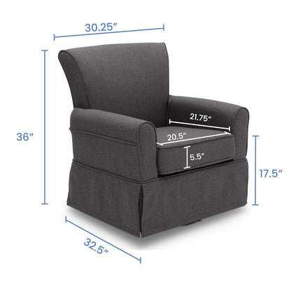 Delta Children Upholstered Glider Swivel Rocker Chair, Charcoal